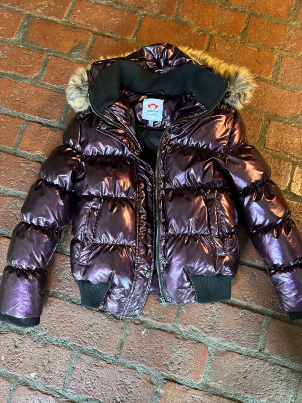 Appaman Plum Puffer Jacket with Faux Fur Trim